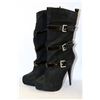 Image 1 : LADIES BLACK HIGH HEEL BOOTS WITH BUCKLE ACCENTS