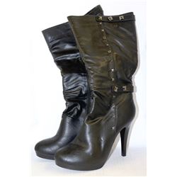 LADIES BLACK KNEE-HIGH HIGH HEELED BOOTS