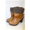 Image 1 : LADIES BROWN LEATHER STYLE ANKLE HIGH HEEL BOOTS