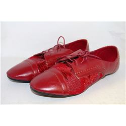 LADIES RED LEATHER STYLE & SEQUIN DRESS SHOES