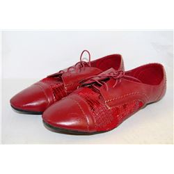 LADIES RED LEATHER STYLE & SEQUIN DRESS SHOES
