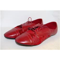 LADIES RED LEATHER STYLE & SEQUIN DRESS SHOES