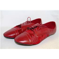 LADIES RED LEATHER STYLE & SEQUIN DRESS SHOES