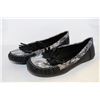 Image 1 : LADIES MOCCASIN STYLE BLACK & PRINT FLATS