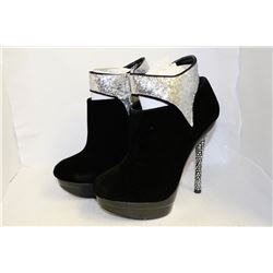 LADIES BLACK BEJEWELLED ANKLE HIGH HEEL BOOTS