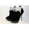 LADIES BLACK BEJEWELLED ANKLE HIGH HEEL BOOTS
