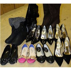 10 PAIRS OF ASSORTED LADIES BOOTS, HEELS,FLATS,