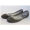 LADIES GREY POLKA DOT FLATS