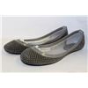 LADIES GREY POLKA DOT FLATS
