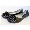 LADIES BLACK FLATS WITH BEJEWELLED RIBBON ACCENT