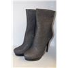 Image 1 : LADIES SILVER/BLACK HIGH HEEL BOOT SIZE 10