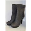 Image 1 : LADIES SILVER/BLACK HIGH HEEL BOOT SIZE 8