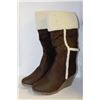 Image 1 : LADIES BROWN & FUR WEDGE HEEL BOOT SIZE 9