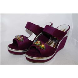 LADIES PURPLE & SILVER WEDGE HEEL