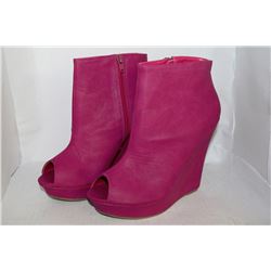 LADIES FUCHSIA OPEN TOE WEDGE HEEL SIZE 9