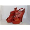 Image 1 : LADIES ORANGE BUCKLE ANKLE STRAP HIGH HEELS