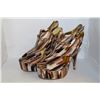 Image 1 : LADIES SNAKE PRINT STYLE OPEN TOED HIGH HEELS