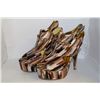 Image 1 : LADIES SNAKE PRINT STYLE OPEN TOED HIGH HEELS