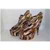 Image 1 : LADIES SNAKE PRINT STYLE OPEN TOED HIGH HEELS