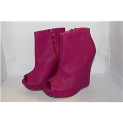 LADIES FUCHSIA OPEN TOE WEDGED HIGH HEEL