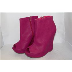 LADIES FUCHSIA OPEN TOE WEDGED HIGH HEEL