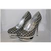Image 1 : LADIES BLACK/SILVER PRINT HIGH HEEL W/ SPARKLE