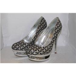 LADIES BLACK/SILVER PRINT HIGH HEEL W/ SPARKLE