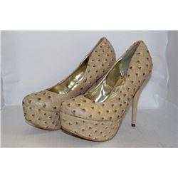LADIES BEIGE 6" HIGH HEELS SIZE 8