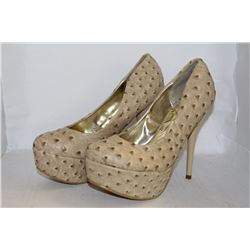 LADIES BEIGE 6" HIGH HEELS SIZE 10