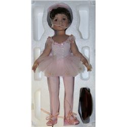 PORCELAIN BALLERINA GIRL WITH WOOD STAND