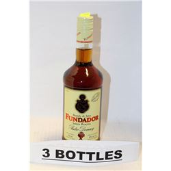 3 BOTTLES OF FUNDADOR BRANDY DE JEREZ