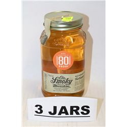 3 JARS OF OLE SMOKY STRAWBERRY LIGHTNIN' MOONSHINE