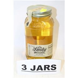 3 JARS OF OLE SMOKY PEACHMOONSHINE