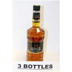 3 BOTTLES OF ALBERTA PREMIUM CANADIAN RYE WHISKY