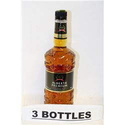 3 BOTTLES OF ALBERTA PREMIUM CANADIAN RYE WHISKY
