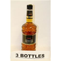 3 BOTTLES OF ALBERTA PREMIUM CANADIAN RYE WHISKY