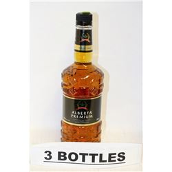 3 BOTTLES OF ALBERTA PREMIUM CANADIAN RYE WHISKY