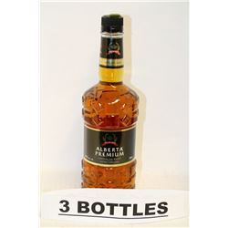 3 BOTTLES OF ALBERTA PREMIUM CANADIAN RYE WHISKY