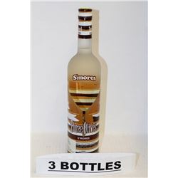 3 BOTTLES OF THREE OLIVES S'MORES FLAVOURED VODKA