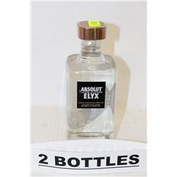 2 BOTTLES OF ABSOLUT ELYX VODKA
