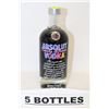 Image 1 : 5 BOTTLES OF ABSOLUT VODKA