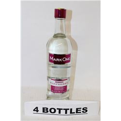 4 BOTTLES OF MARK ONE RASPBERRY FLAVOURED VODKA