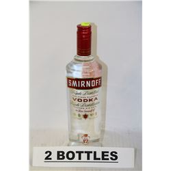 2 BOTTLES OF SMIRNOFF TRIPLE DISTILLED VODKA