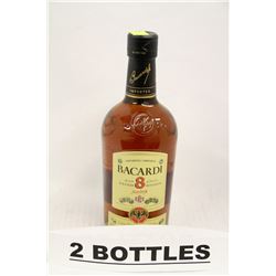 2 BOTTLES OF BACARDI 8 YEARS RUM