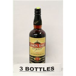 3 BOTTLES OF LEMON HART ORIGINAL RUM