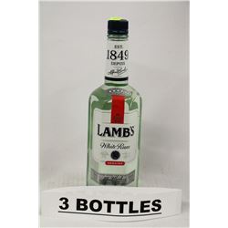 3 BOTTLES OF LAMB'S WHITE RUM