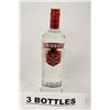 Image 1 : 3 BOTTLES OF SMIRNOFF TRIPLE DISTILLED VODKA