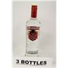Image 1 : 3 BOTTLES OF SMIRNOFF TRIPLE DISTILLED VODKA