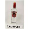 Image 1 : 3 BOTTLES OF SMIRNOFF TRIPLE DISTILLED VODKA