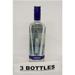 3 BOTTLES OF NEW AMSTERDAM 5 TIMES DISTILLED VODKA